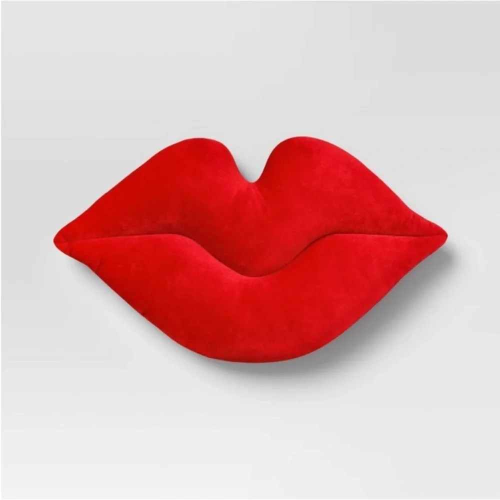 Red Lips Shaped Plush Pillow Room Essentials New